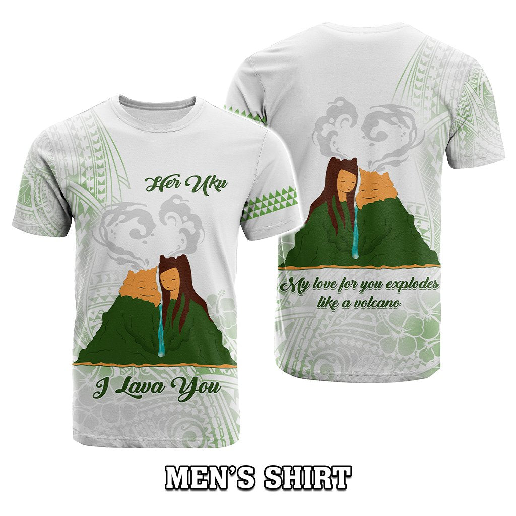 Custom Polynesian Couple Volcano Valentine Day T shirt I LAVA YOU