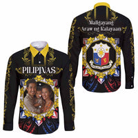 Custom Photo Philippines Independence Day Long Sleeve Button Shirt Maligayang Araw ng Kalayaan Barong Patterns