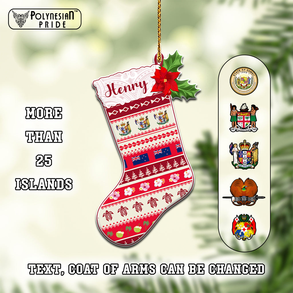 Custom Polynesian Countries Christmas Sock Ceramic Ornament
