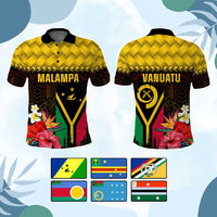 Custom Vanuatu Provinces Day Polo Shirt Polynesian Tribal Pattern Mix Flag