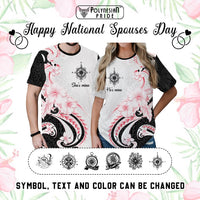 Custom Polynesian Couple National Spouses Day T shirt Compass Hibiscus Flowers