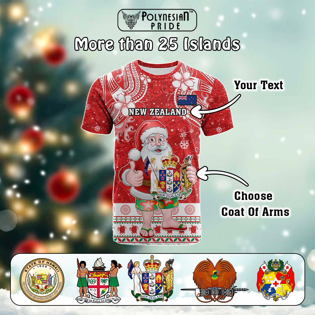 Custom Polynesian Countries Christmas T Shirt Santa Coat Of Arms - Polynesian Pride