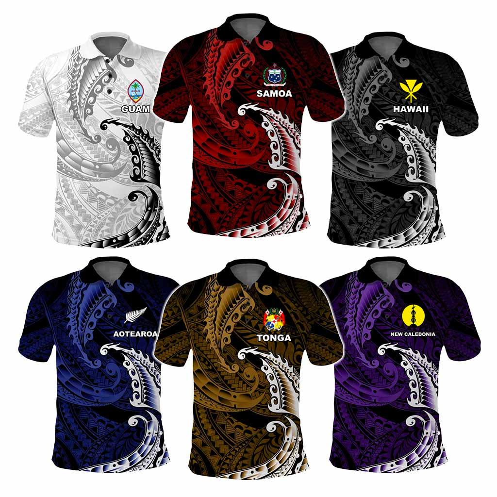 Custom AAPI Heritage Month Polo Shirt Polynesian Tribal Wave CTM05