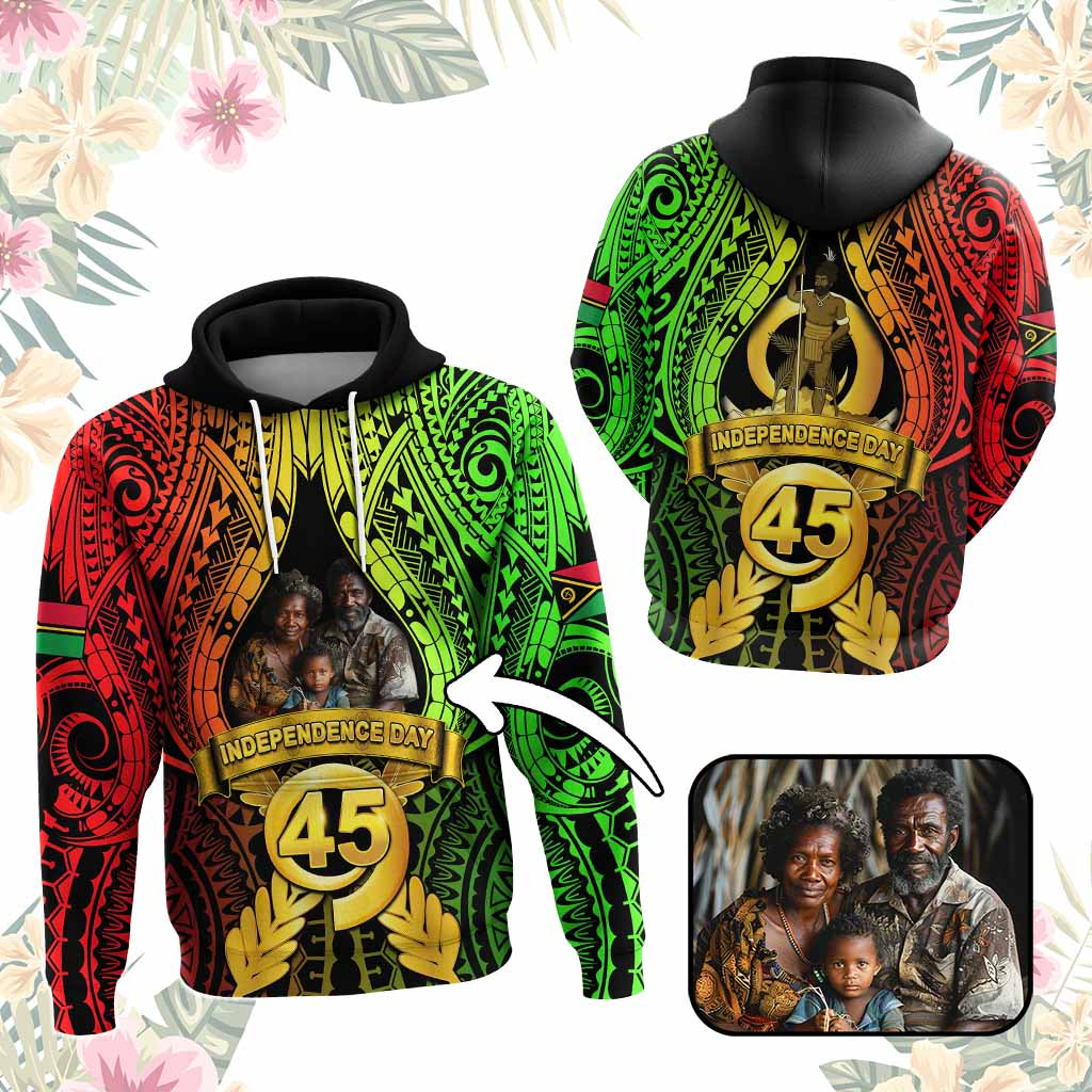 Custom Photo Vanuatu Independence Day Hoodie 45th Anniversary
