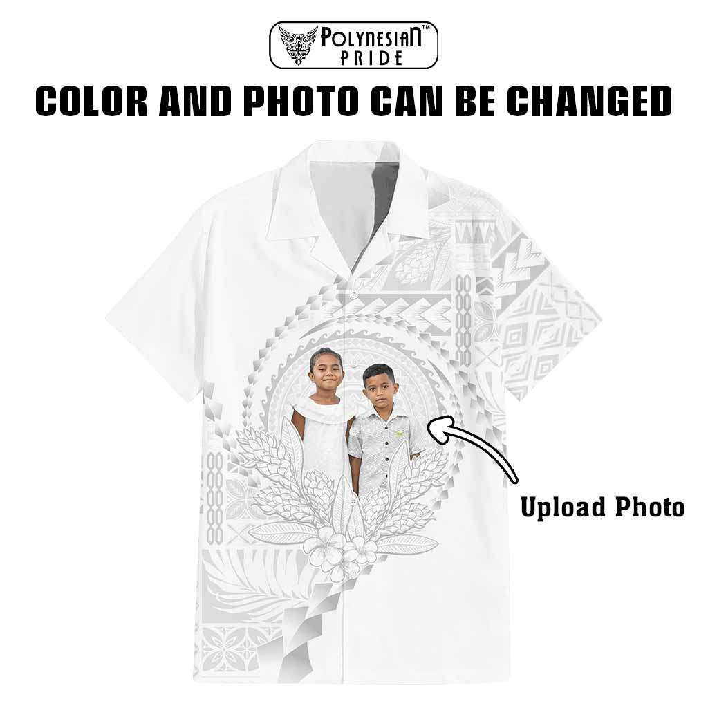 Custom Photo Samoa White Sunday Hawaiian Shirt Lotu Tamaiti Teuila With Samoan Siapo CTM05 - Polynesian Pride