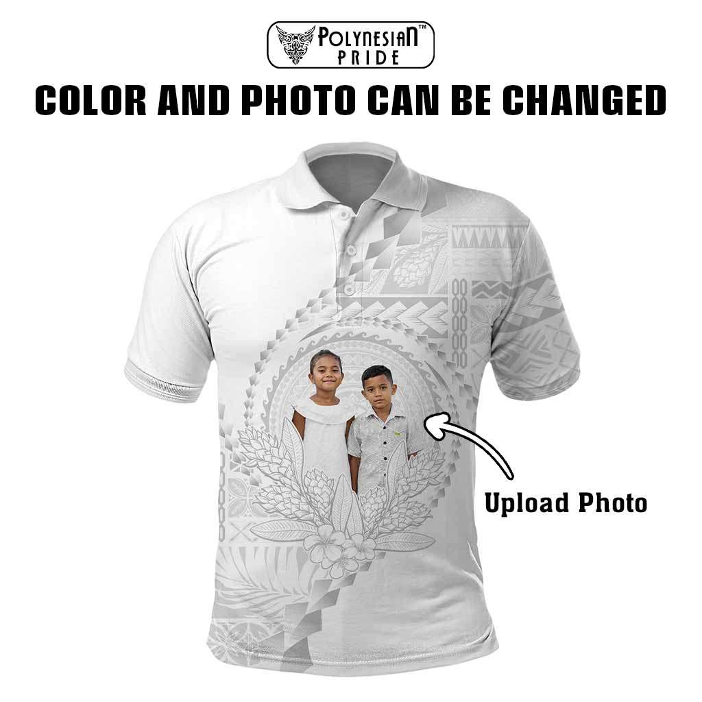 Custom Photo Samoa White Sunday Polo Shirt Lotu Tamaiti Teuila With Samoan Siapo CTM05 - Polynesian Pride