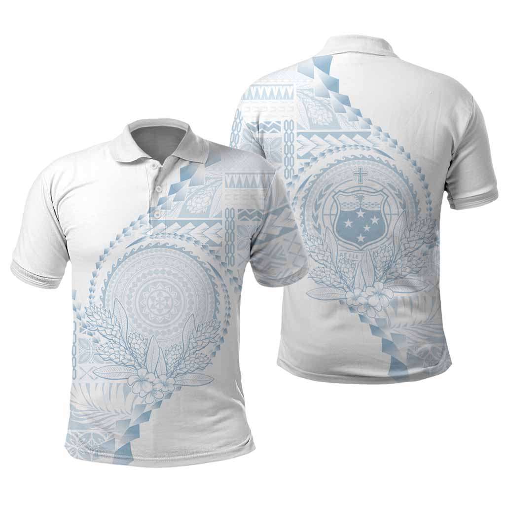 Custom Photo Samoa White Sunday Polo Shirt Lotu Tamaiti Teuila With Samoan Siapo CTM05