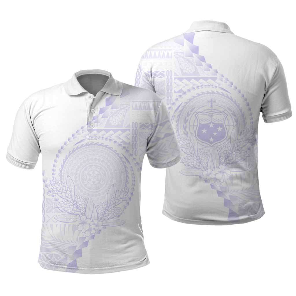 Custom Photo Samoa White Sunday Polo Shirt Lotu Tamaiti Teuila With Samoan Siapo CTM05
