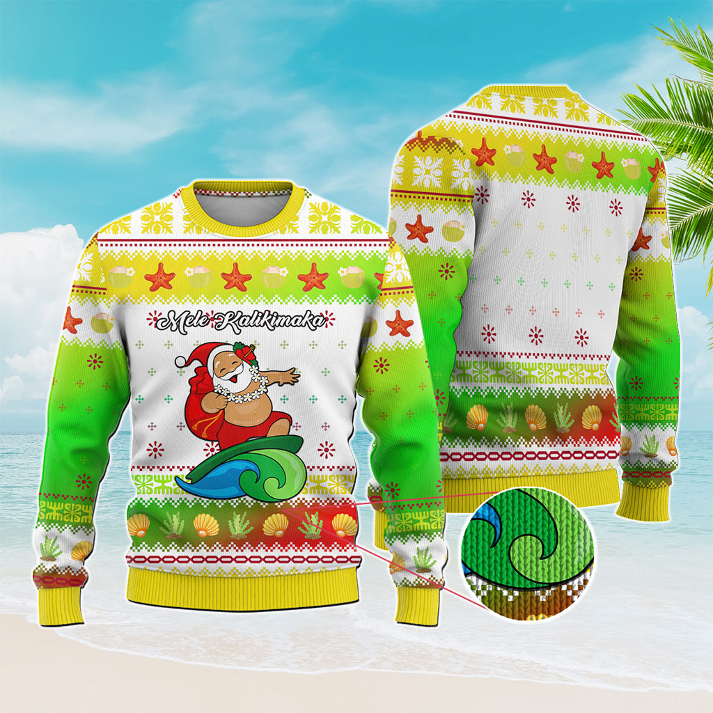 Custom Christmas Hawaii Symbols Knitted Sweatshirt Polynesian Tribal Pattern