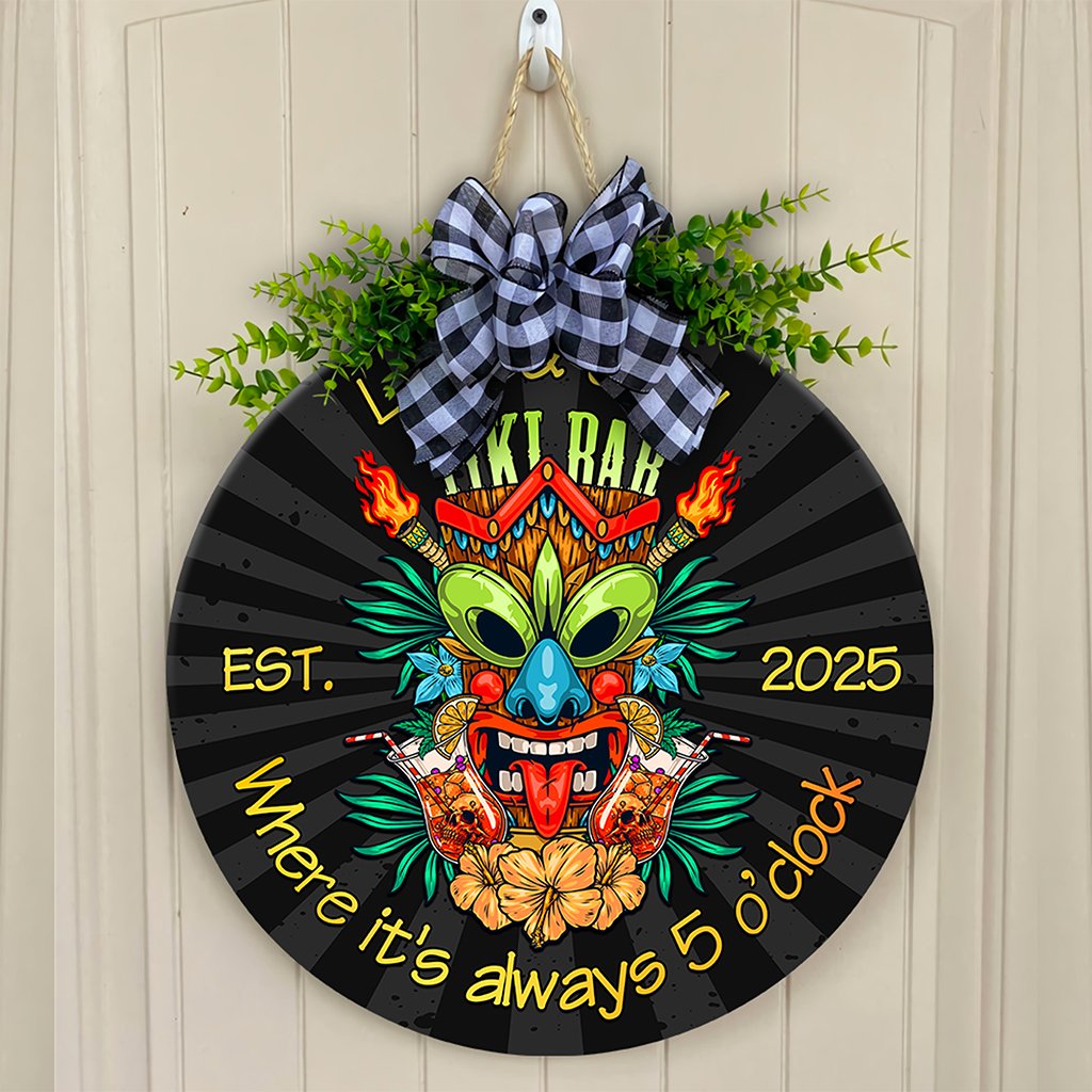 Custom Tiki Bar Hanging Door Sign CTM05 Black - Polynesian Pride