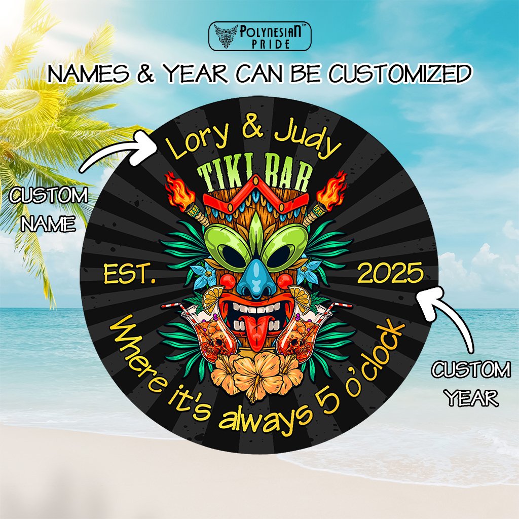 Custom Tiki Bar Hanging Door Sign CTM05 - Polynesian Pride