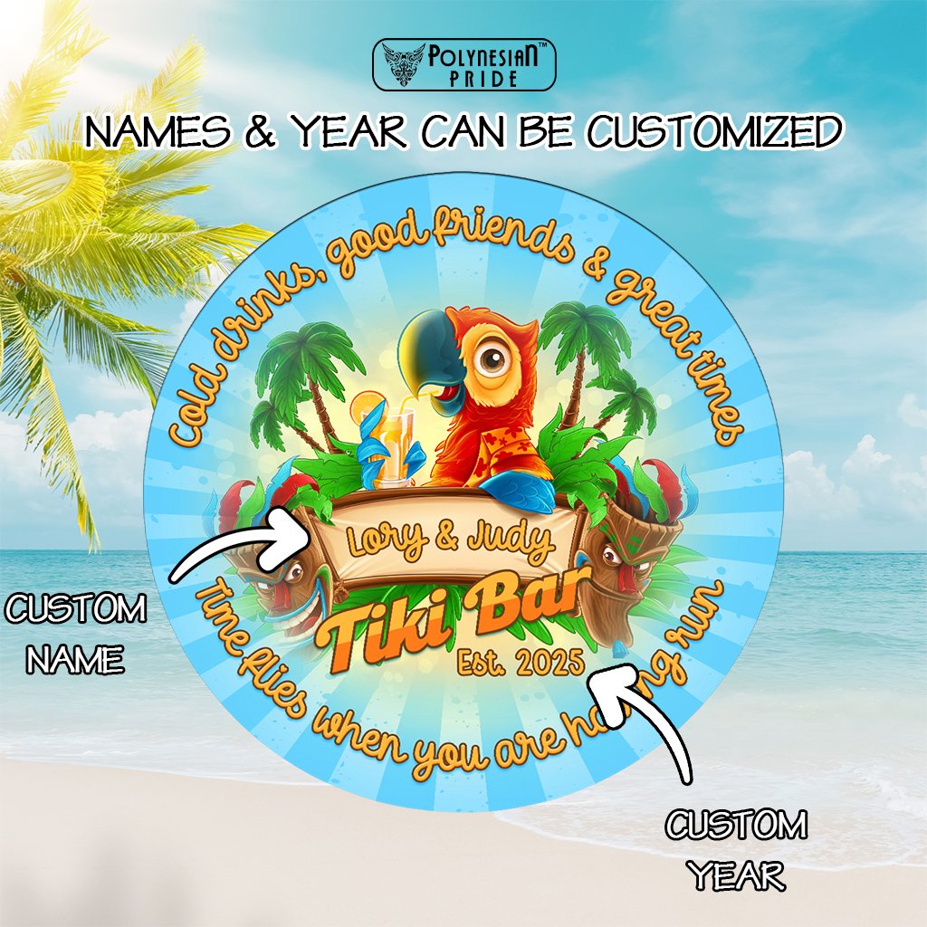 Custom Tiki Bar Hanging Door Sign Tropical Vibe CTM05 - Polynesian Pride