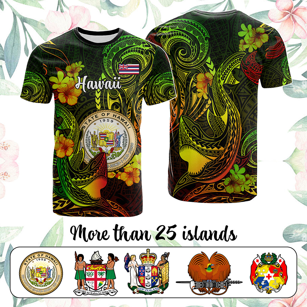 Custom Polynesian Countries T Shirt Coat Of Arms Polynesian Tribal Tattoo Shark