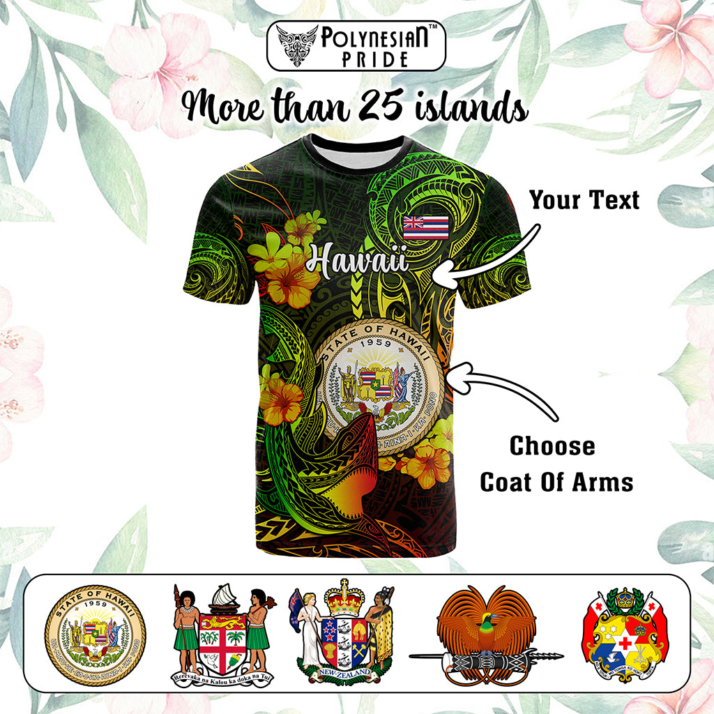 Custom Polynesian Countries T Shirt Coat Of Arms Polynesian Tribal Tattoo Shark