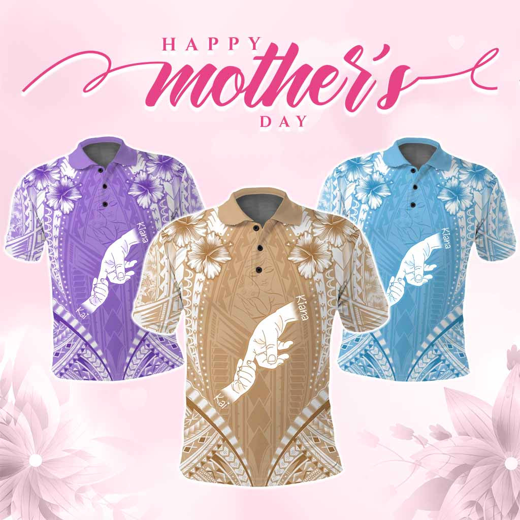 Custom Hand Holding Mother's Day Polo Shirt Polynesian Style - Polynesian Pride