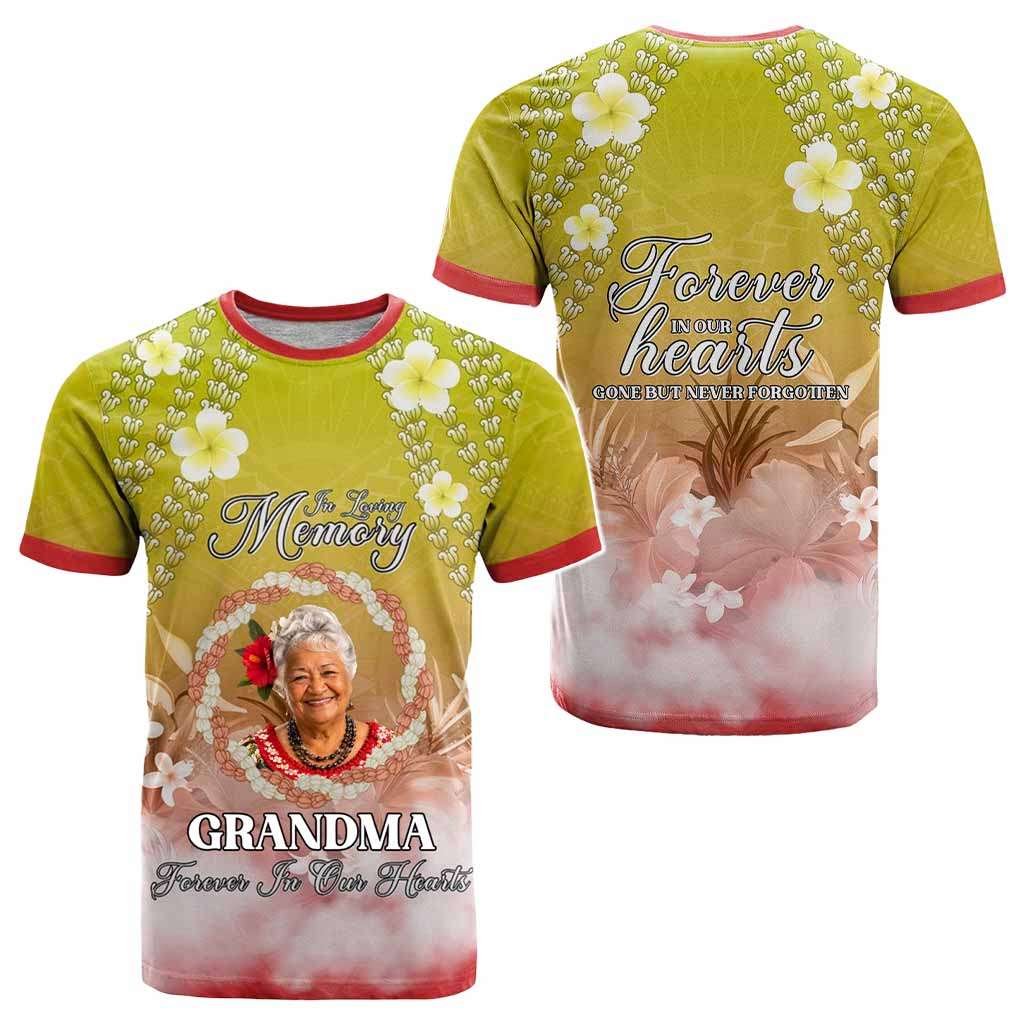 Custom Photo In Loving Memory Memorial T shirt Hawaiian Lei With Plumeria CTM05
