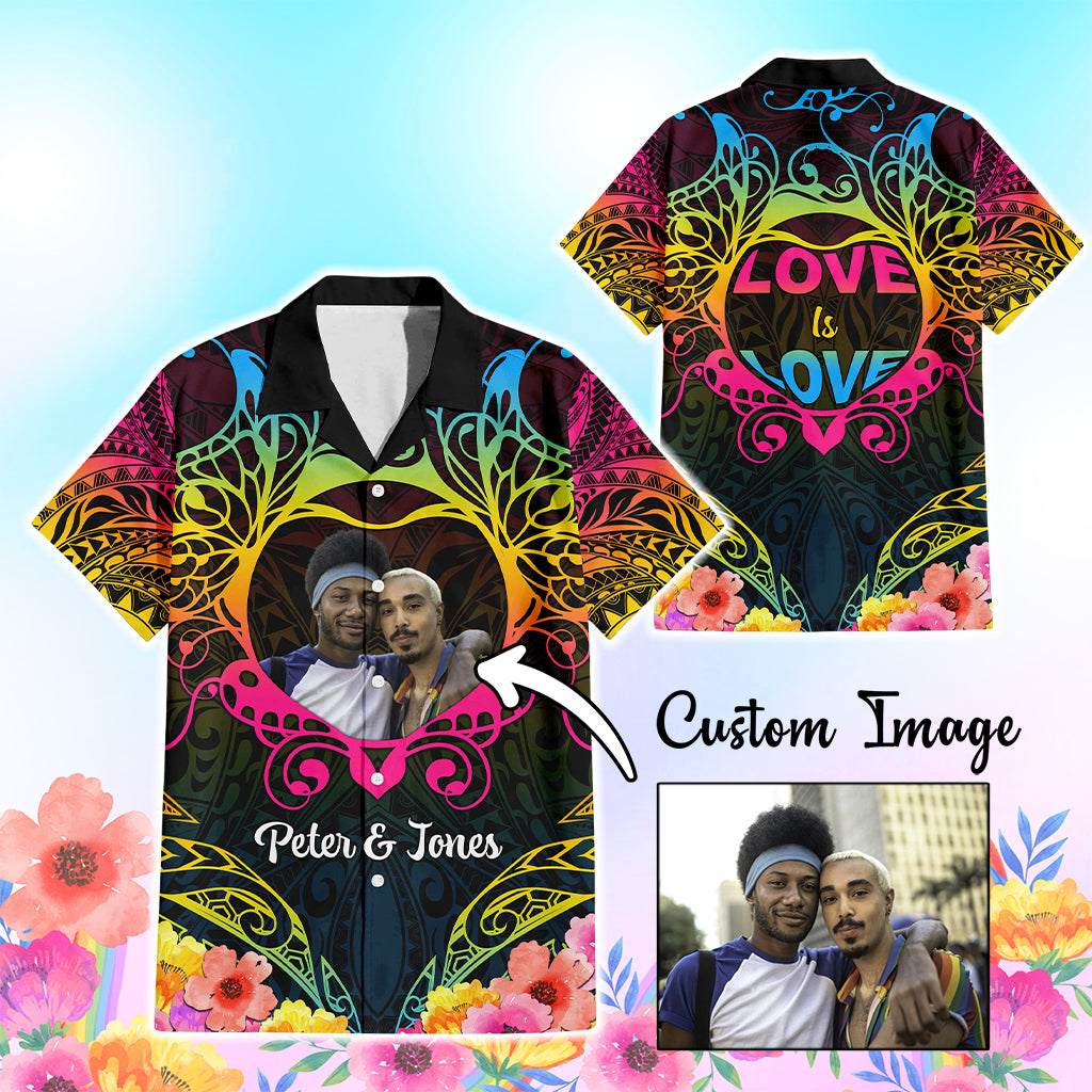 Custom Photo Happy Pansexual Pride Day Hawaiian Shirt Love Is Love Polynesian Style