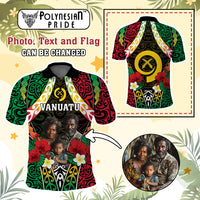 Custom Photo Vanuatu Children's Day Polo Shirt Pig Tusk Polynesian Pattern