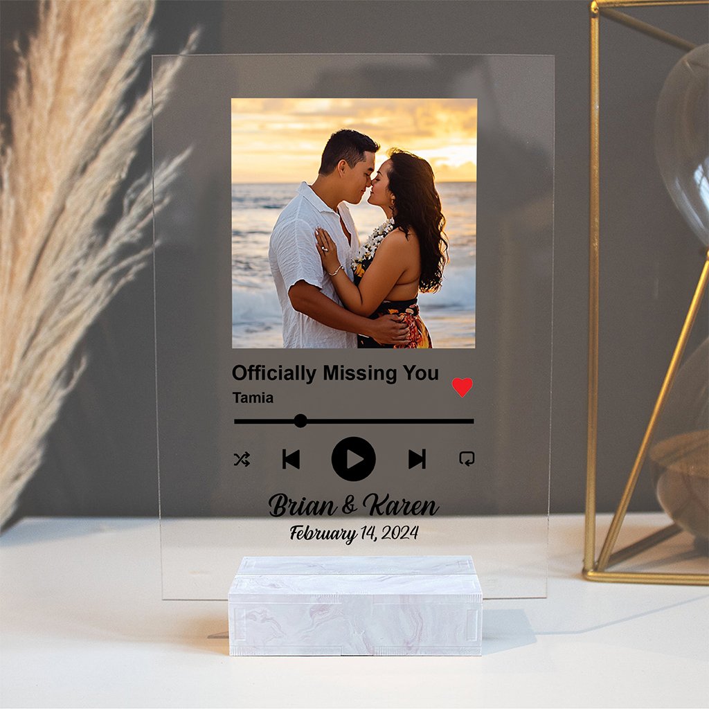 Custom Photo Polynesian Couple Valentine Acrylic Plaque Favorite Song