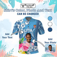 Custom Photo Love Fiji Polo Shirt Fiji In My Heart Tapa Pattern CTM05