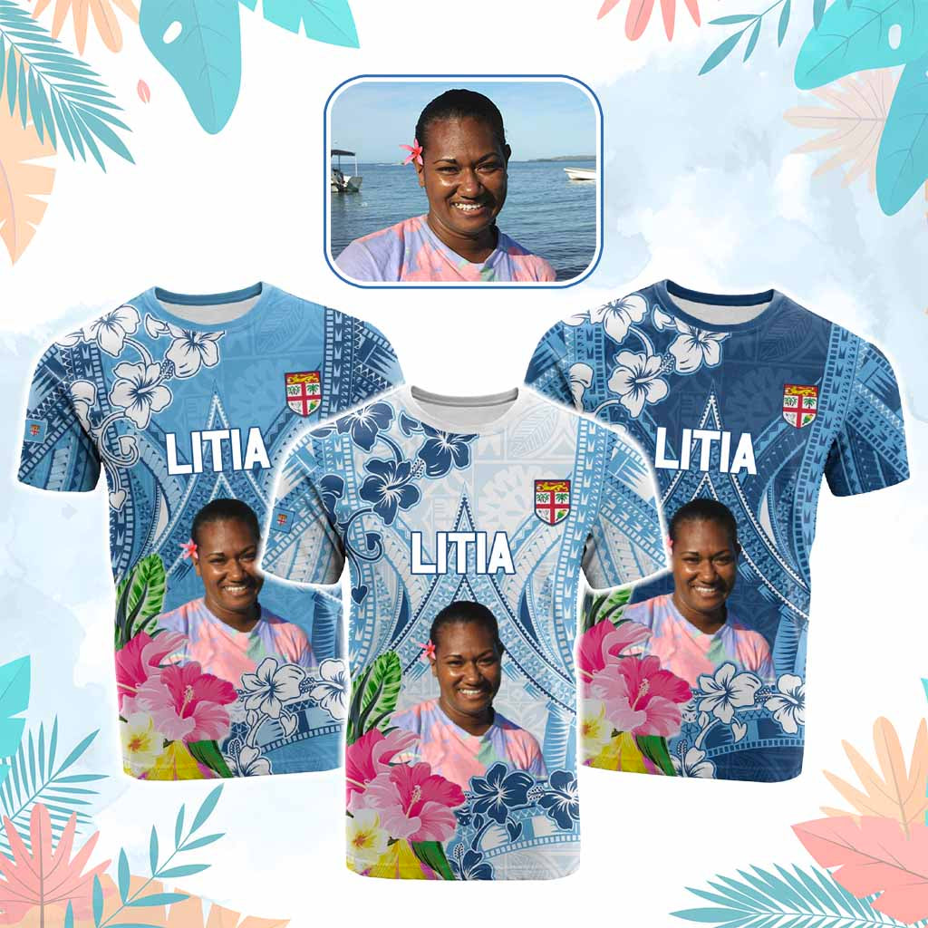 Custom Photo Love Fiji T Shirt Fiji In My Heart Tapa Pattern CTM05