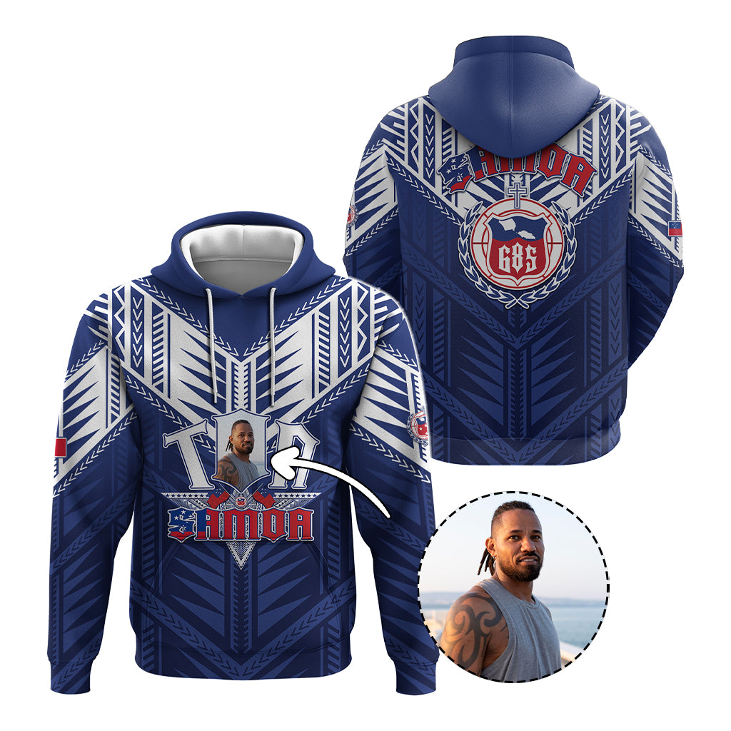 Custom Photo Toa Samoa Rugby Hoodie Samoan Pride With Tribal Pattern