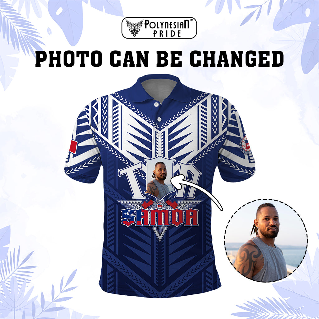 Custom Photo Toa Samoa Rugby Polo Shirt Samoan Pride With Tribal Pattern CTM05 - Polynesian Pride