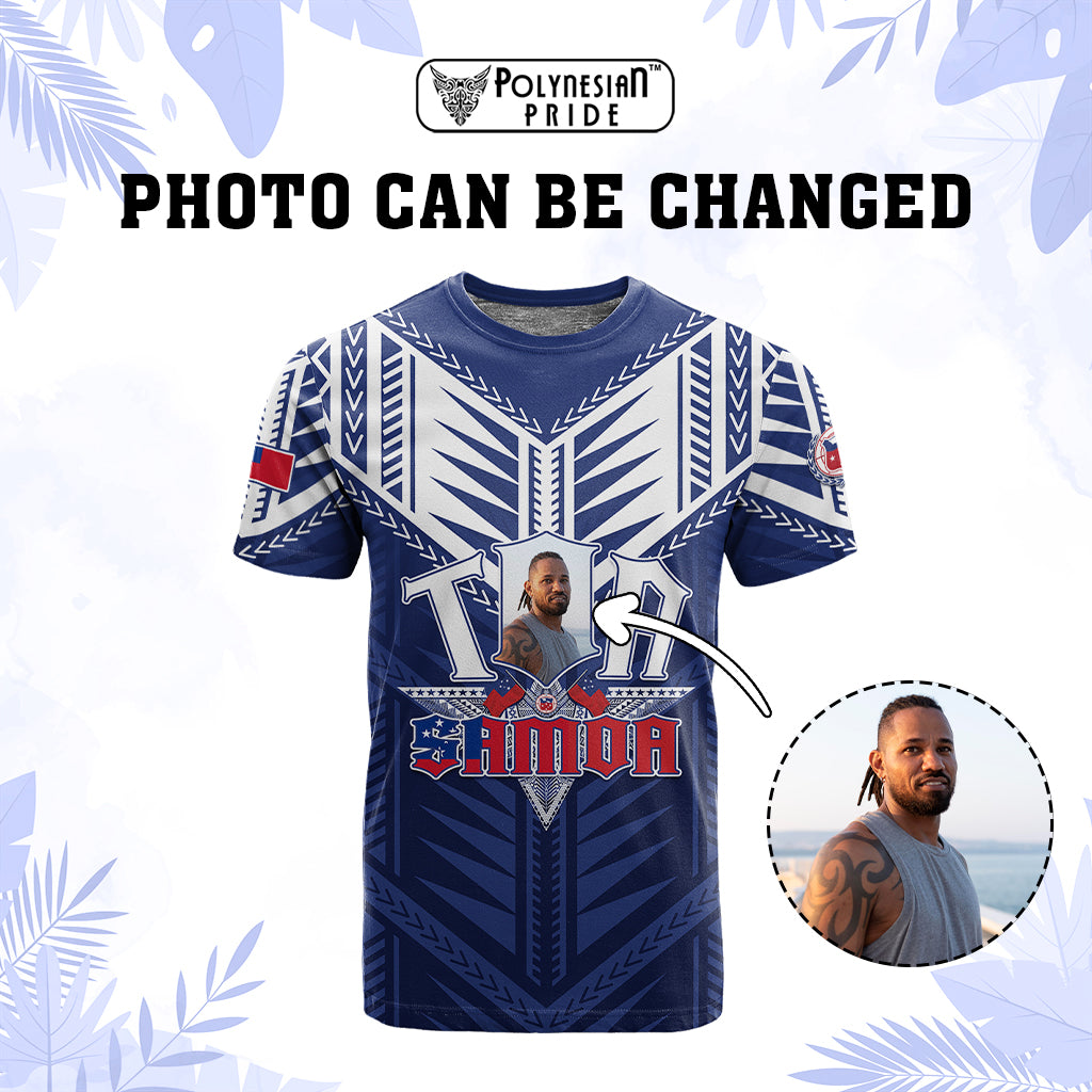 Custom Photo Toa Samoa Rugby T shirt Samoan Pride With Tribal Pattern