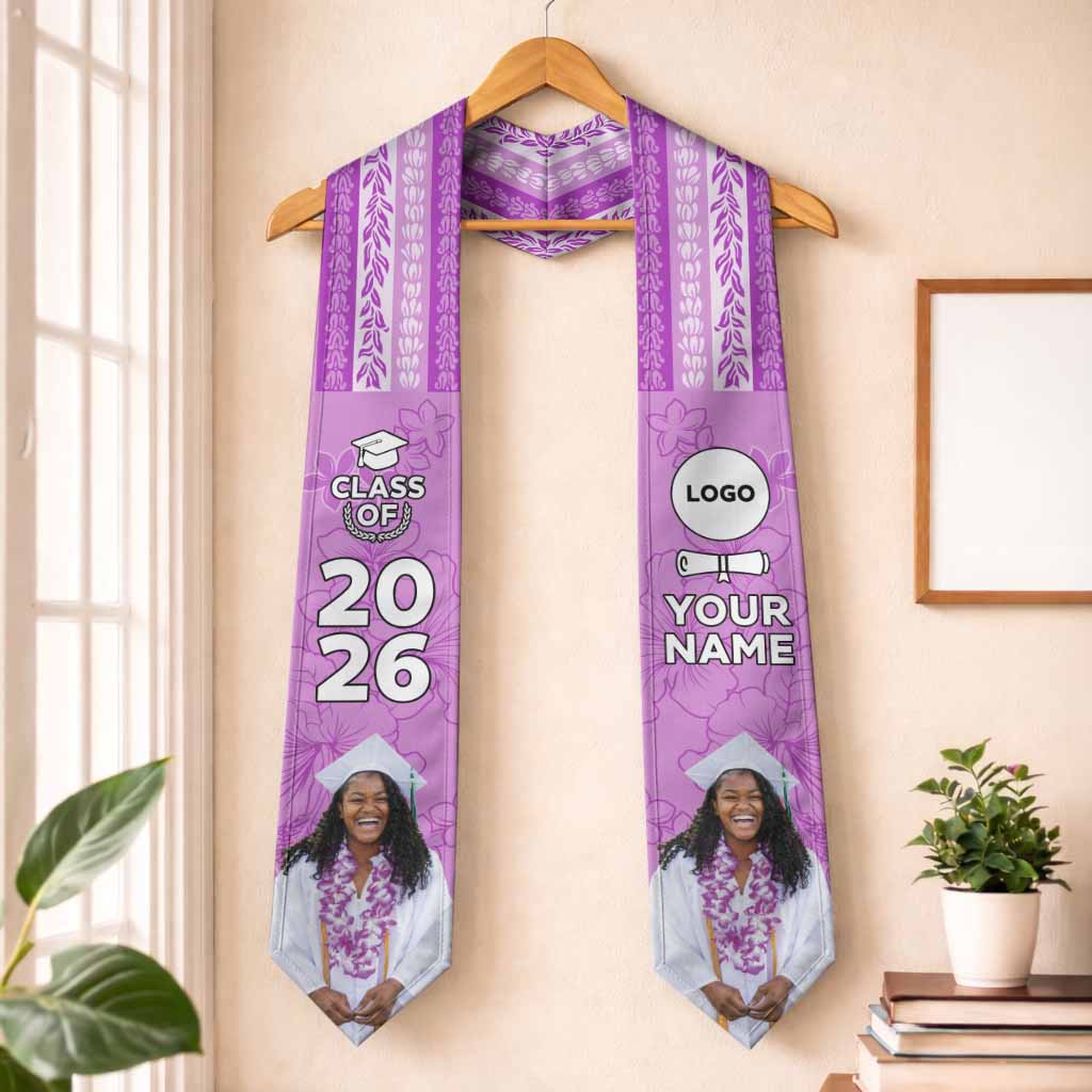 Custom Photo Hawaii Grad Name And Year Graduation Stole With Hawaiian Leis