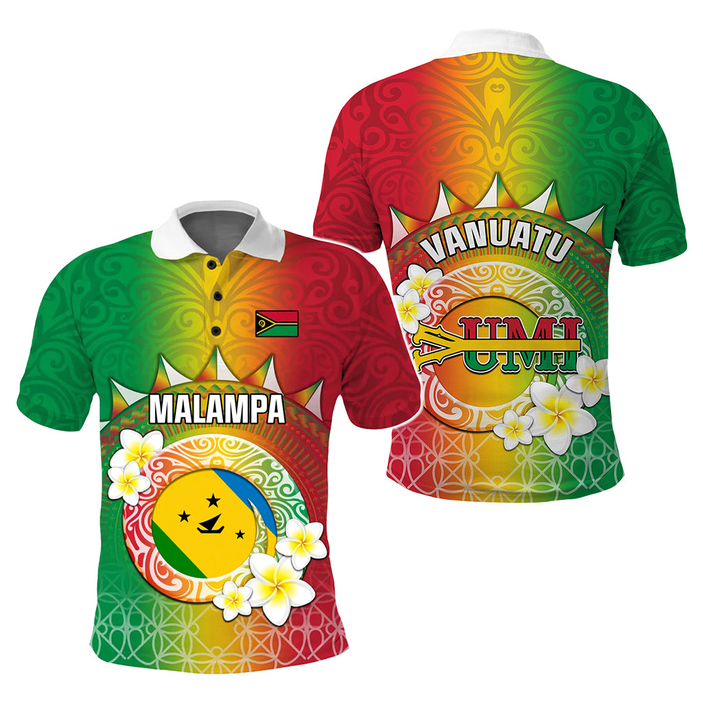 Custom Vanuatu Provinces Polo Shirt Pig Tusk Tribal Pattern With Plumeria