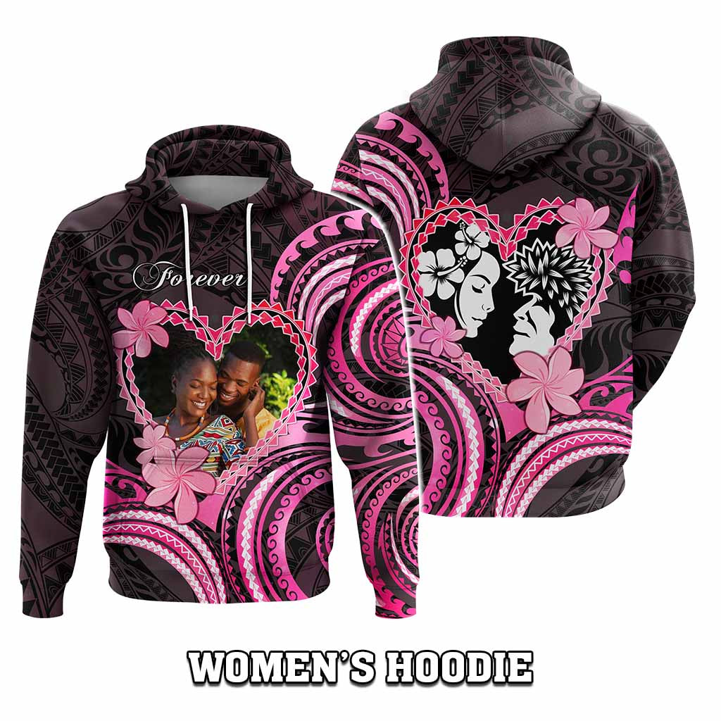 Custom Photo Polynesian Couple Valentine Day Hoodie I LOVE YOU FOREVER