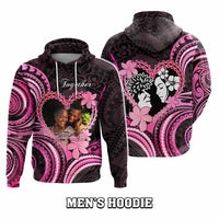 Custom Photo Polynesian Couple Valentine Day Hoodie I LOVE YOU FOREVER