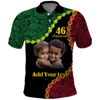 Vanuatu Independence Anniversary Custom Photo Personalized Polo Shirt Long God Yumi Stanap CTM09 Black - Polynesian Pride