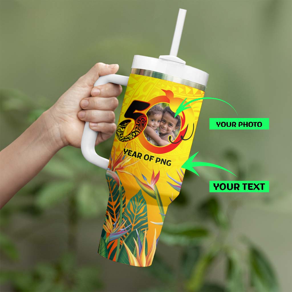 Custom Photo Papua Niugini Hapi 50th Indipendens Tumbler With Handle Year of PNG 1975-2025
