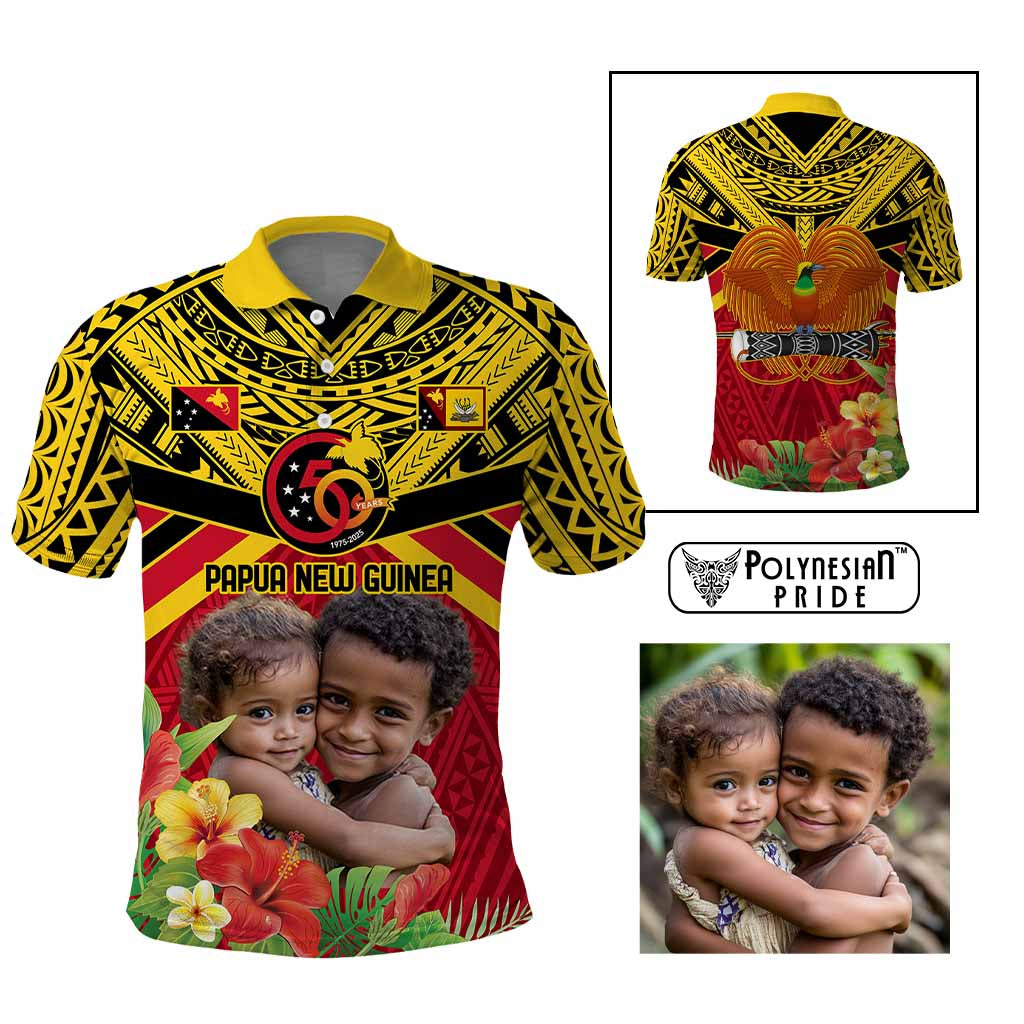 Custom Photo Provinces of Papua New Guinea 50th Years Polo Shirt Hapi De bilong Indipendens