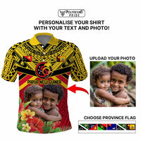 Custom Photo Provinces of Papua New Guinea 50th Years Polo Shirt Hapi De bilong Indipendens