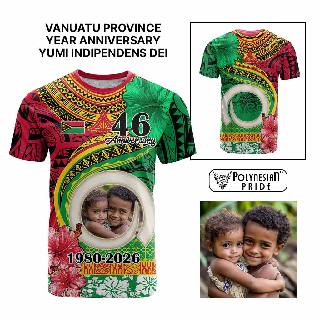 Custom Photo Vanuatu Year Anniversary T Shirt Yumi Indipendens Dei