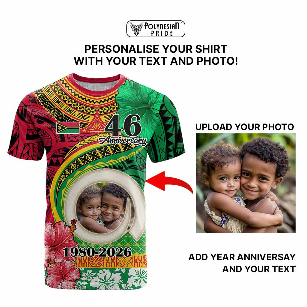 Custom Photo Vanuatu Year Anniversary T Shirt Yumi Indipendens Dei