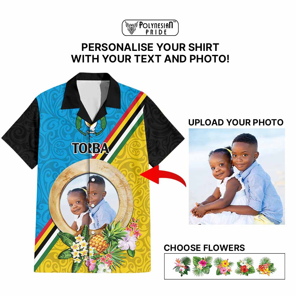 Torba Province Custom Hawaiian Shirt With Photo Vanuatuan Boar's Tusk Flag Multicolored