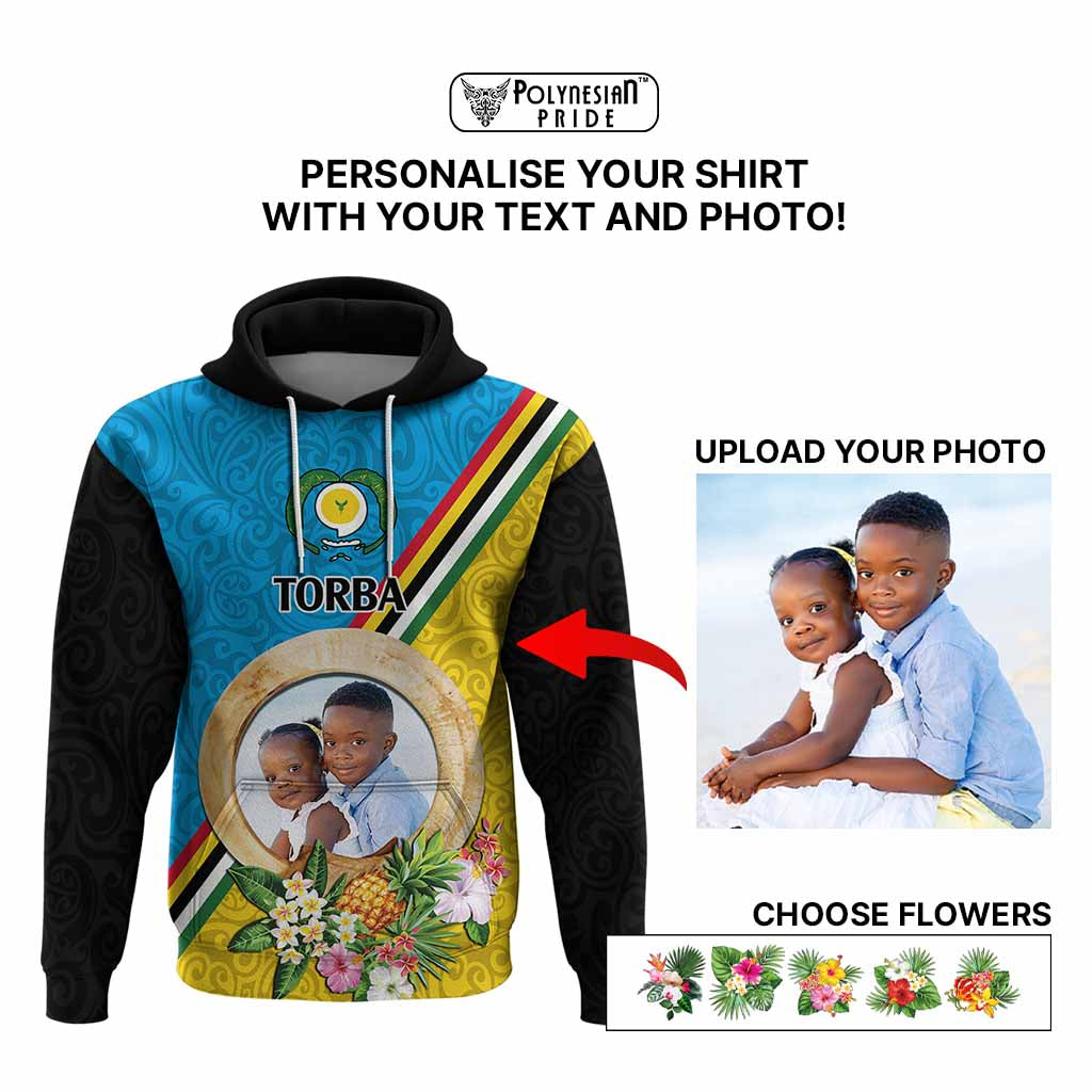 Torba Province Custom Hoodie With Photo Vanuatuan Boar's Tusk Flag Multicolored