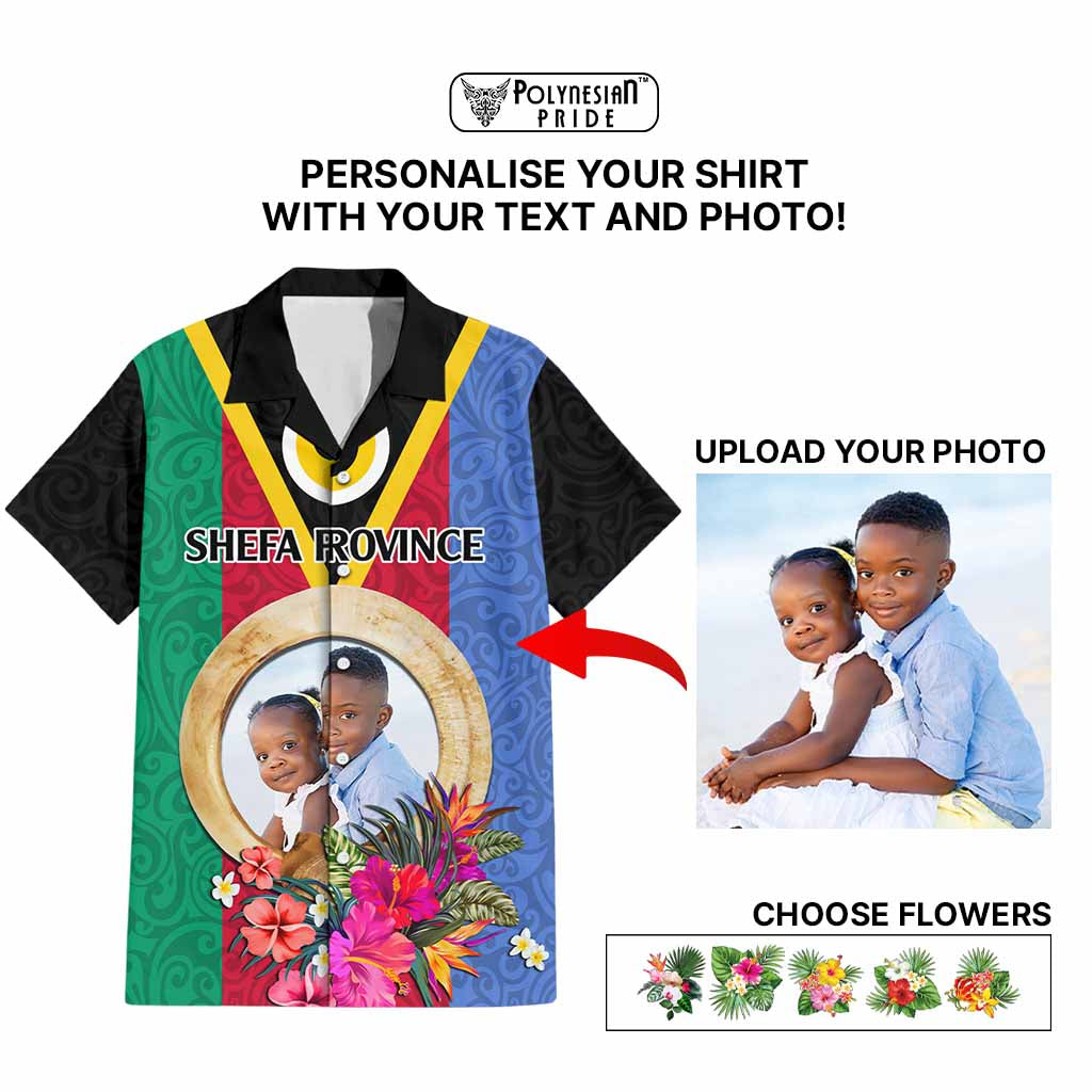 Shefa Province Custom Hawaiian Shirt With Photo Vanuatuan Boar's Tusk Flag Multicolored