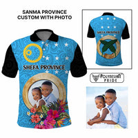 Sanma Province Custom Polo Shirt With Photo Vanuatuan Boar's Tusk Flag Multicolored