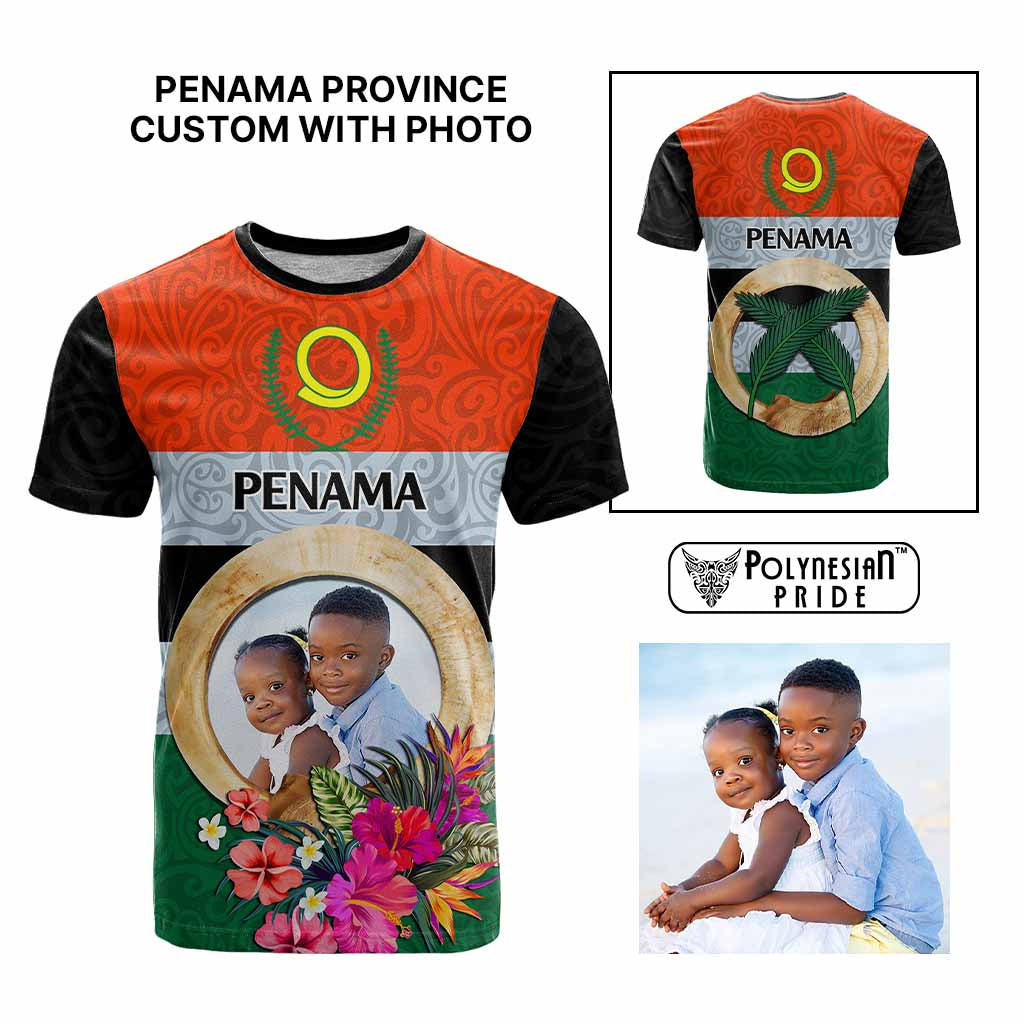 Penama Province Custom T Shirt With Photo Vanuatuan Boar's Tusk Flag Multicolored