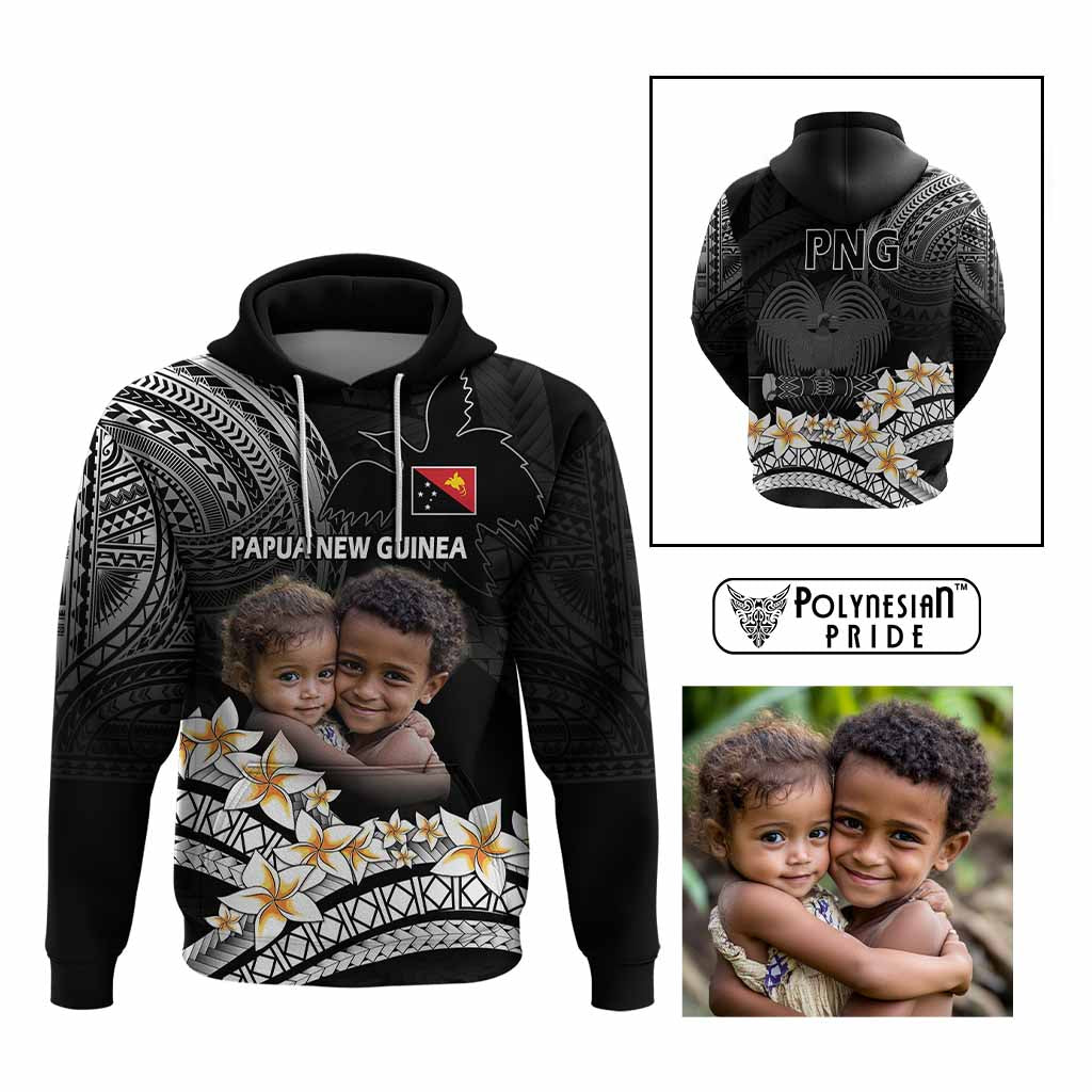 Custom Photo Papua New Guinea Provinces Hoodie Bird of Paradise with Black Polynesian Tribal
