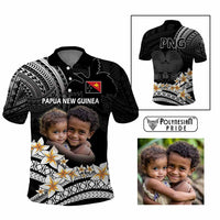 Custom Photo Papua New Guinea Provinces Polo Shirt Bird of Paradise with Black Polynesian Tribal