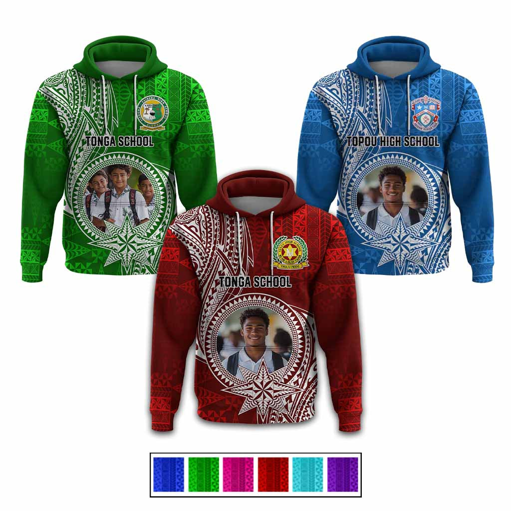 Custom Photo Tonga Back To School Hoodie Polynesian Ngatu Tribal