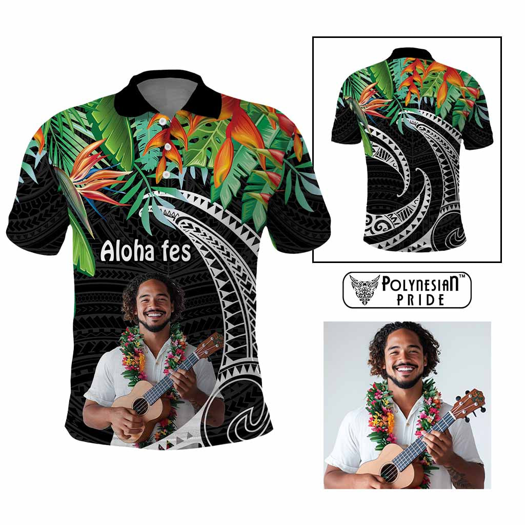 Custom Photo Polynesian Tribal Tattoo with Tropical Vibe Polo Shirt
