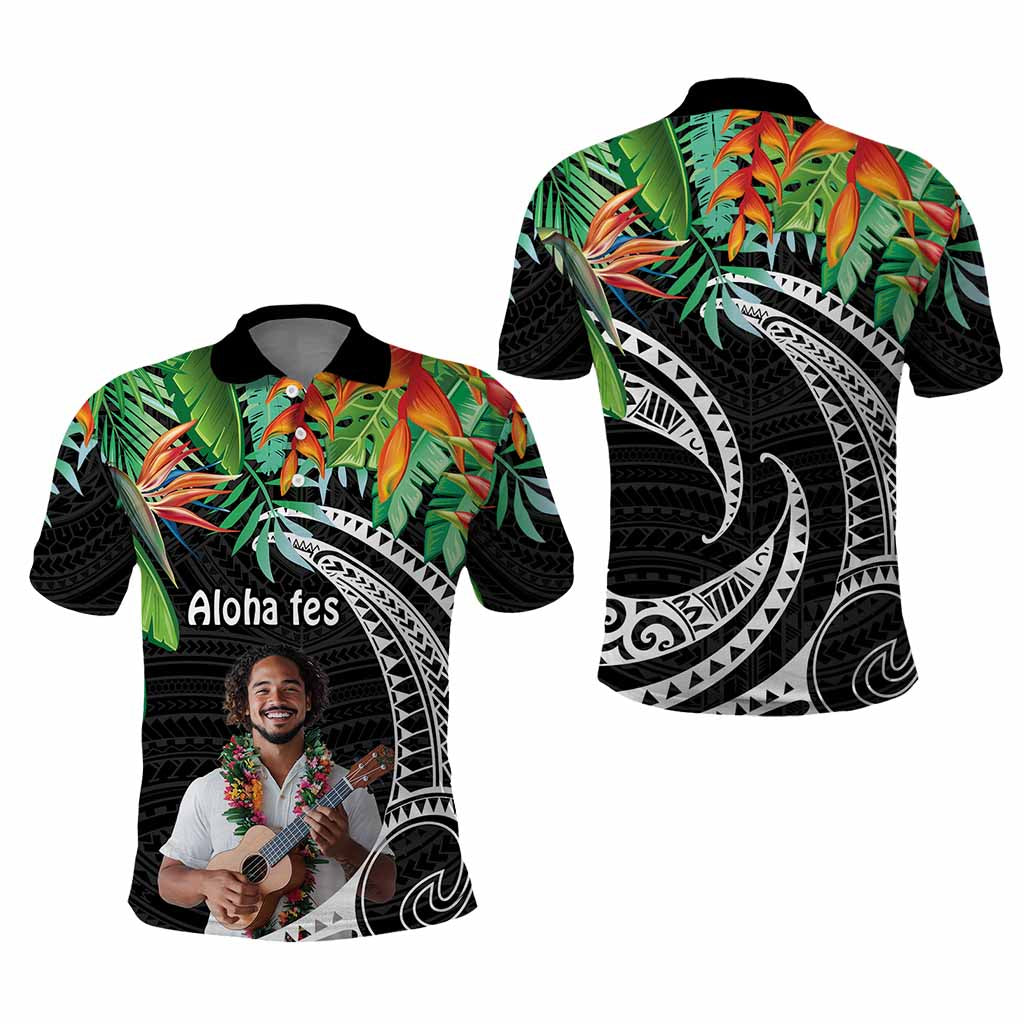 Custom Photo Polynesian Tribal Tattoo with Tropical Vibe Polo Shirt