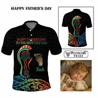 Custom Happy Father's Day - The Best Step Dad Polo Shirt Polynesian Tribal Tatoo