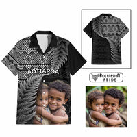 Custom Upload Image Aotearoa Silver Fern Hawaiian Shirt Black Taniko Motif